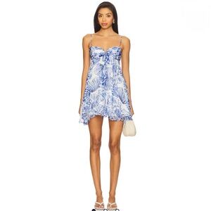 NWT Amanda Uprichard Liana Shell Print Mini Dress Blue White Size Medium
